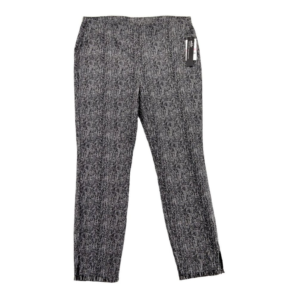 NWT $74 Alfani Womens Berry Shimmer Ankle Skinny Slim Pants Black White Sz 10